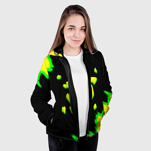 Женская куртка Doom огненное лого краски / 3D-Черный – фото 3