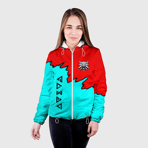 Женская куртка Ведьмак краски логотип / 3D-Белый – фото 4