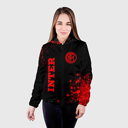 Куртка с капюшоном женская Inter - red gradient вертикально, цвет: 3D-черный — фото 2