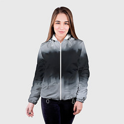 Куртка с капюшоном женская Разводы черной краски, цвет: 3D-белый — фото 2