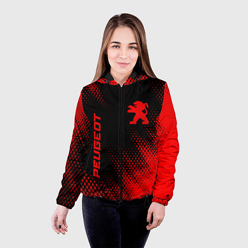 Женская куртка Peugeot - red gradient вертикально / 3D-Черный – фото 4