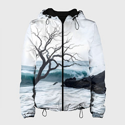 Куртка с капюшоном женская Дерево в море, цвет: 3D-черный
