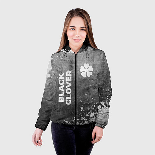 Женская куртка Black Clover - grey gradient вертикально / 3D-Черный – фото 4