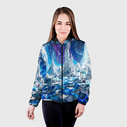 Куртка с капюшоном женская Космический фантастический пейзаж, цвет: 3D-черный — фото 2