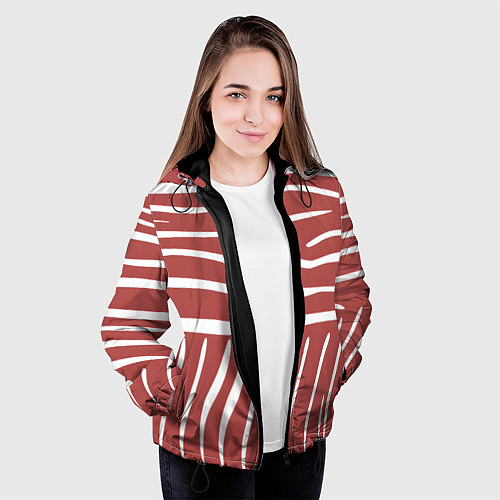 Женская куртка Полоски красной зебры / 3D-Черный – фото 3
