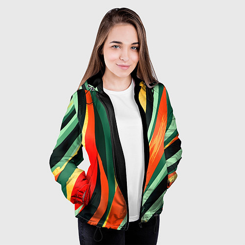 Женская куртка Тропическая жаркая абстракция / 3D-Черный – фото 3