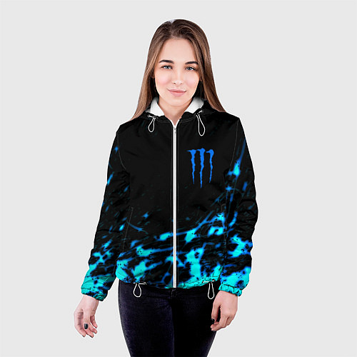 Женская куртка Monster energy голубые краски / 3D-Белый – фото 4