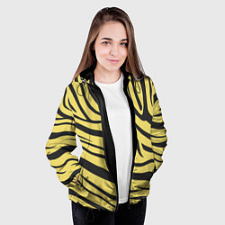 Куртка с капюшоном женская Светлый тигровый паттерн, цвет: 3D-черный — фото 2