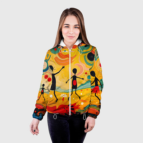 Женская куртка Радостные солнечные человечки / 3D-Белый – фото 4