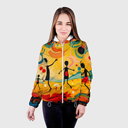 Куртка с капюшоном женская Радостные солнечные человечки, цвет: 3D-белый — фото 2