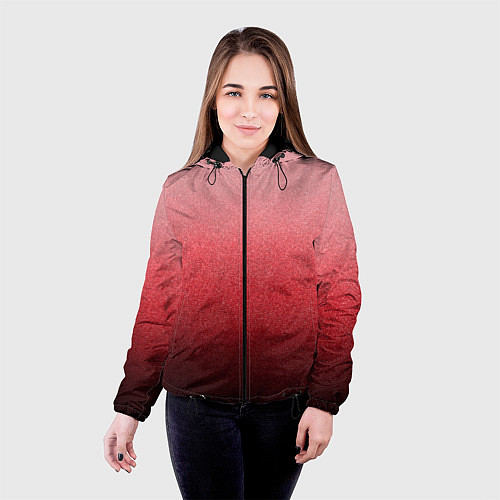 Женская куртка Мягкий градиент красно-розовый текстура крошка / 3D-Черный – фото 4