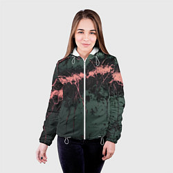 Куртка с капюшоном женская Гранж потертая текстура, цвет: 3D-белый — фото 2