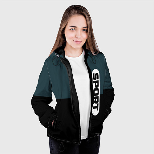 Женская куртка Sport чёрно-синий с белым / 3D-Черный – фото 3