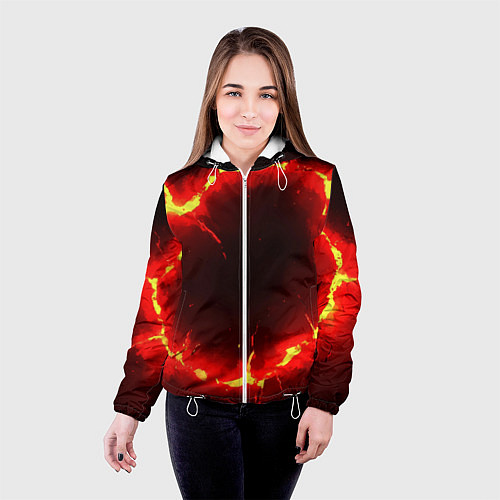 Женская куртка Красный круг из огня текстура / 3D-Белый – фото 4