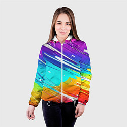 Куртка с капюшоном женская Радужные брызги краски текстура, цвет: 3D-белый — фото 2