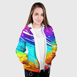 Куртка с капюшоном женская Радужные брызги краски текстура, цвет: 3D-белый — фото 2
