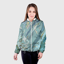 Куртка с капюшоном женская Холодный голубой абстракция, цвет: 3D-белый — фото 2