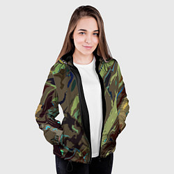 Куртка с капюшоном женская Абстракция тон хаки, цвет: 3D-черный — фото 2