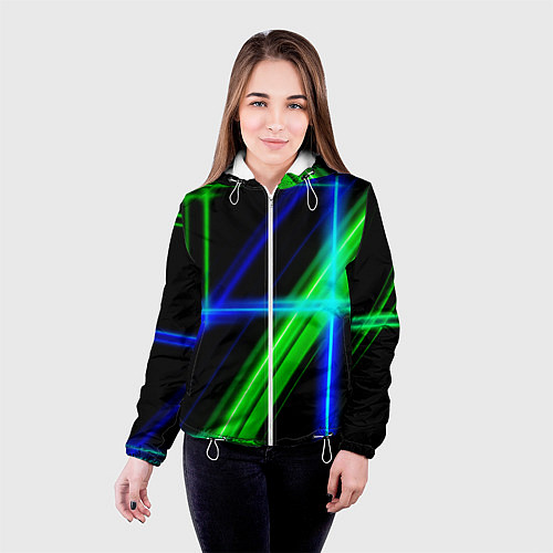 Женская куртка Color blue black green / 3D-Белый – фото 4
