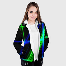 Куртка с капюшоном женская Color blue black green, цвет: 3D-белый — фото 2