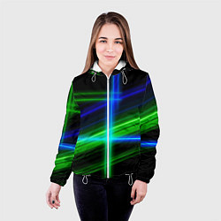 Куртка с капюшоном женская Color blue black green, цвет: 3D-белый — фото 2
