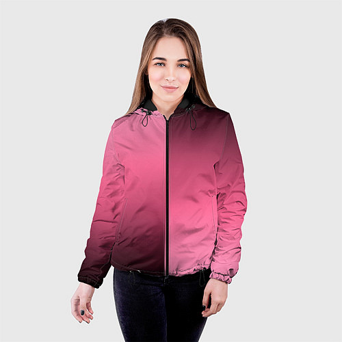 Женская куртка Розовый с затемнением градиент пополам / 3D-Черный – фото 4