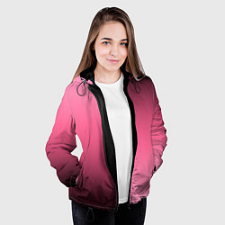 Куртка с капюшоном женская Розовый с затемнением градиент пополам, цвет: 3D-черный — фото 2