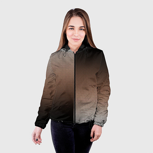 Женская куртка Чёрно-коричневый текстурный градиент пополам / 3D-Черный – фото 4