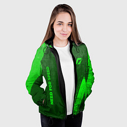 Куртка с капюшоном женская Need for Speed - green gradient вертикально, цвет: 3D-черный — фото 2