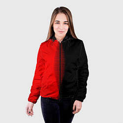 Куртка с капюшоном женская Чёрно-красный пополам с переходом, цвет: 3D-черный — фото 2