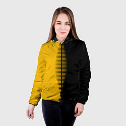 Куртка с капюшоном женская Чёрно-жёлтый пополам с переходом, цвет: 3D-черный — фото 2