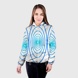 Куртка с капюшоном женская Овалы с свечением, цвет: 3D-белый — фото 2