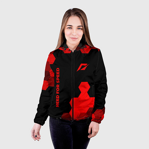 Женская куртка Need for Speed - red gradient вертикально / 3D-Черный – фото 4