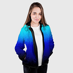 Куртка с капюшоном женская Градиент мозаика из голубого в чёрный, цвет: 3D-черный — фото 2
