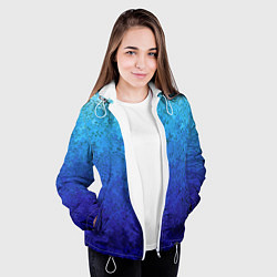 Куртка с капюшоном женская Сине-голубой градиент текстура, цвет: 3D-белый — фото 2