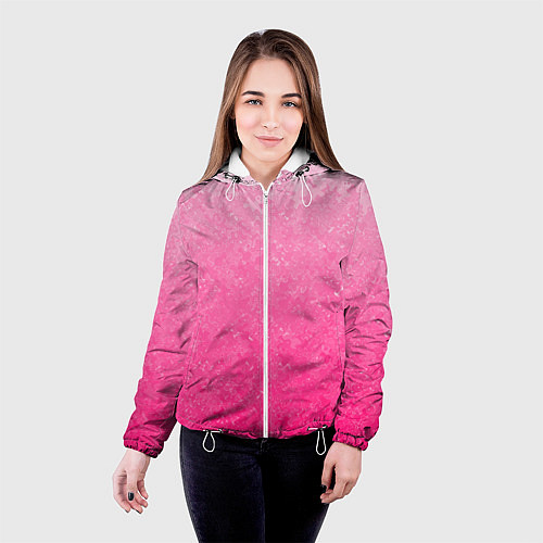 Женская куртка Розовый градиент с узором / 3D-Белый – фото 4