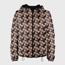 Женская куртка Цветочный тёмно синий с нежным бежевым