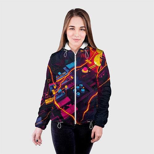 Женская куртка Техническая абстракция / 3D-Белый – фото 4