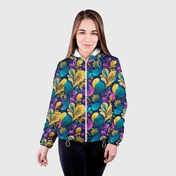 Куртка с капюшоном женская Динамическая неоновая абстракция, цвет: 3D-белый — фото 2