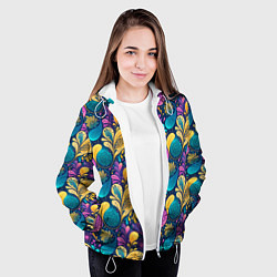 Куртка с капюшоном женская Динамическая неоновая абстракция, цвет: 3D-белый — фото 2