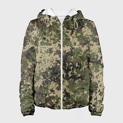 Куртка с капюшоном женская Камуфляж защитный пиксельный, цвет: 3D-белый