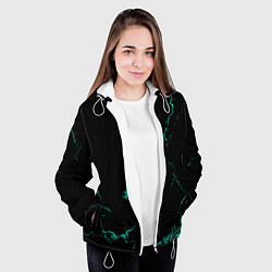Куртка с капюшоном женская Color black turquoise, цвет: 3D-белый — фото 2