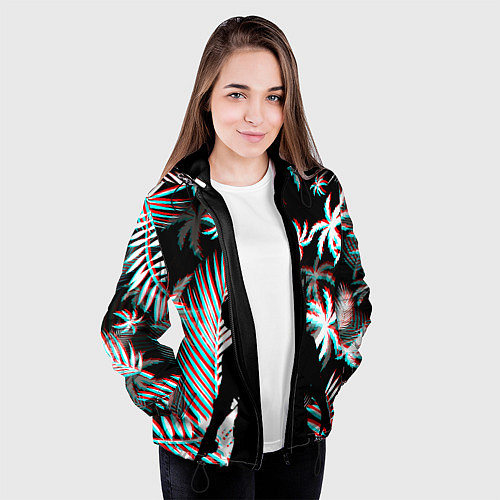 Женская куртка Pubg тропики глитч / 3D-Черный – фото 3
