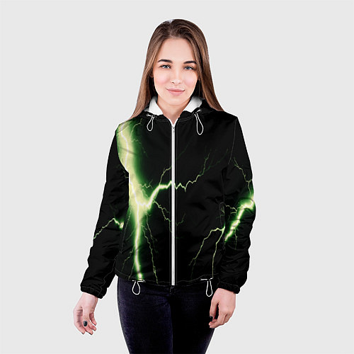 Женская куртка Lightning yellow текстура / 3D-Белый – фото 4