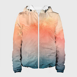 Куртка с капюшоном женская Персиковый градиент текстура, цвет: 3D-белый