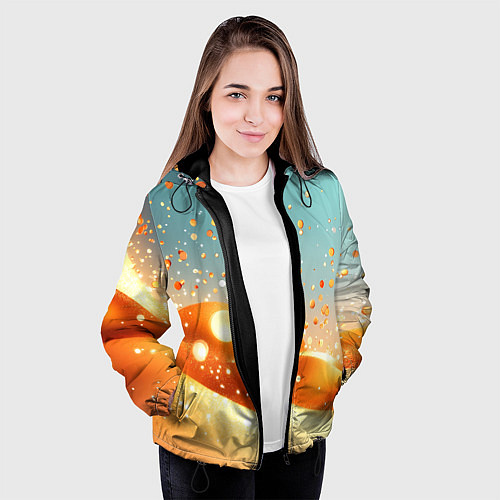 Женская куртка Золотая песочная абстракция фон / 3D-Черный – фото 3