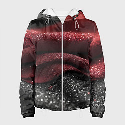 Куртка с капюшоном женская Черно-красная волнистая текстура, цвет: 3D-белый