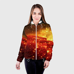 Куртка с капюшоном женская Красно-желтая блестящая текстура, цвет: 3D-белый — фото 2