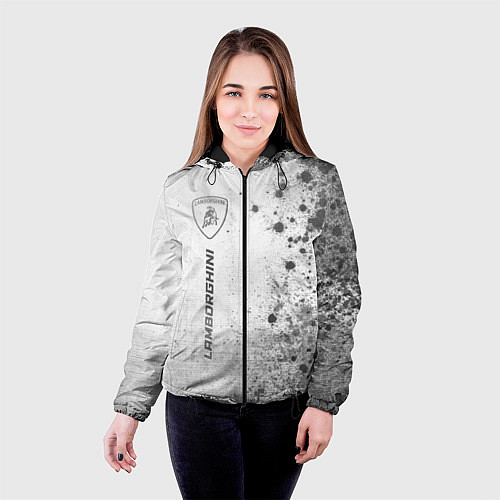 Женская куртка Lamborghini - white gradient по-вертикали / 3D-Черный – фото 4