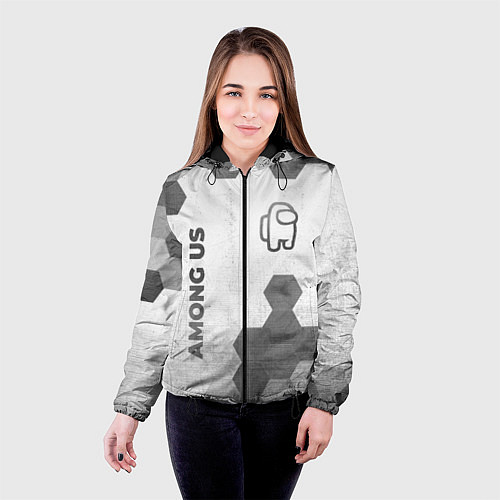 Женская куртка Among Us - white gradient вертикально / 3D-Черный – фото 4